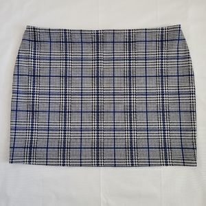 Express Blue Striped Houndstooth Mini Skirt Size XL
